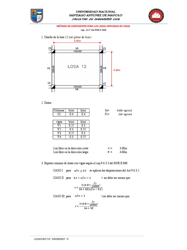 Diseño de Losas en Dos Direcciones | Carpintería | Carpintería