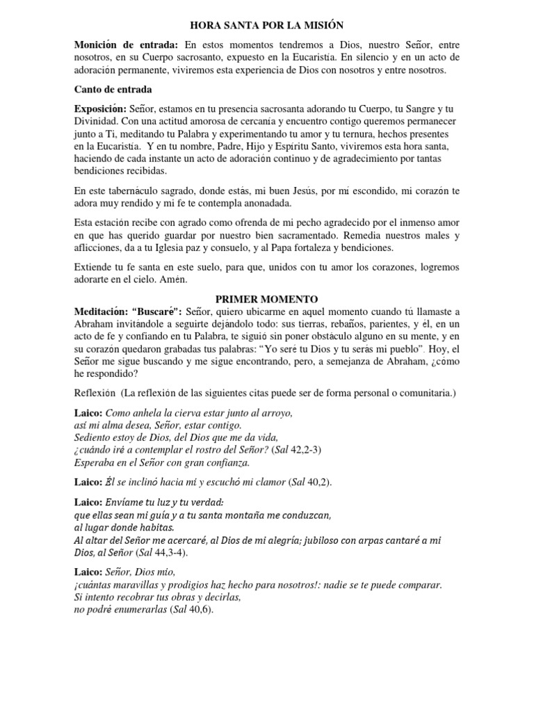 Hora Santa por la Misión | PDF | Oración | eucaristía