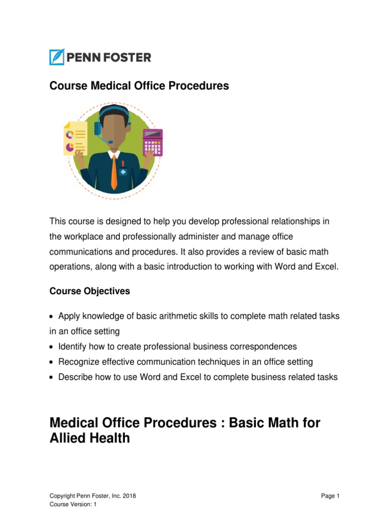 Medical Office Procedures PDF Division (Mathematics) Subtraction