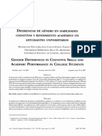 Diferencias de Genero en Habilidades Cognitivas y Rendimiento Academico Universitario