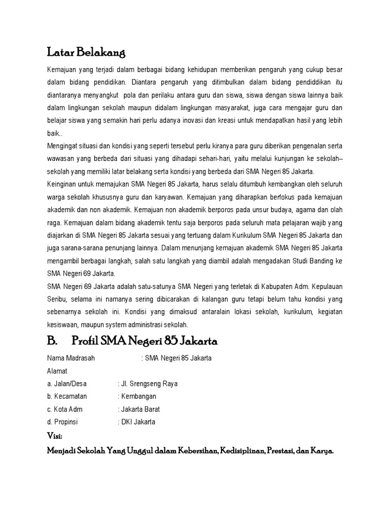Tujuan dan Rencana Studi Banding SMA | PDF