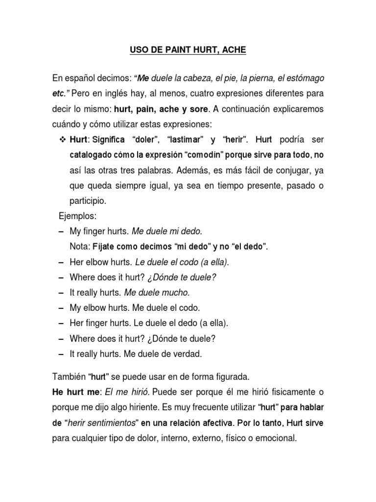 Uso de Paint Hurt PDF Lingüística Lesión