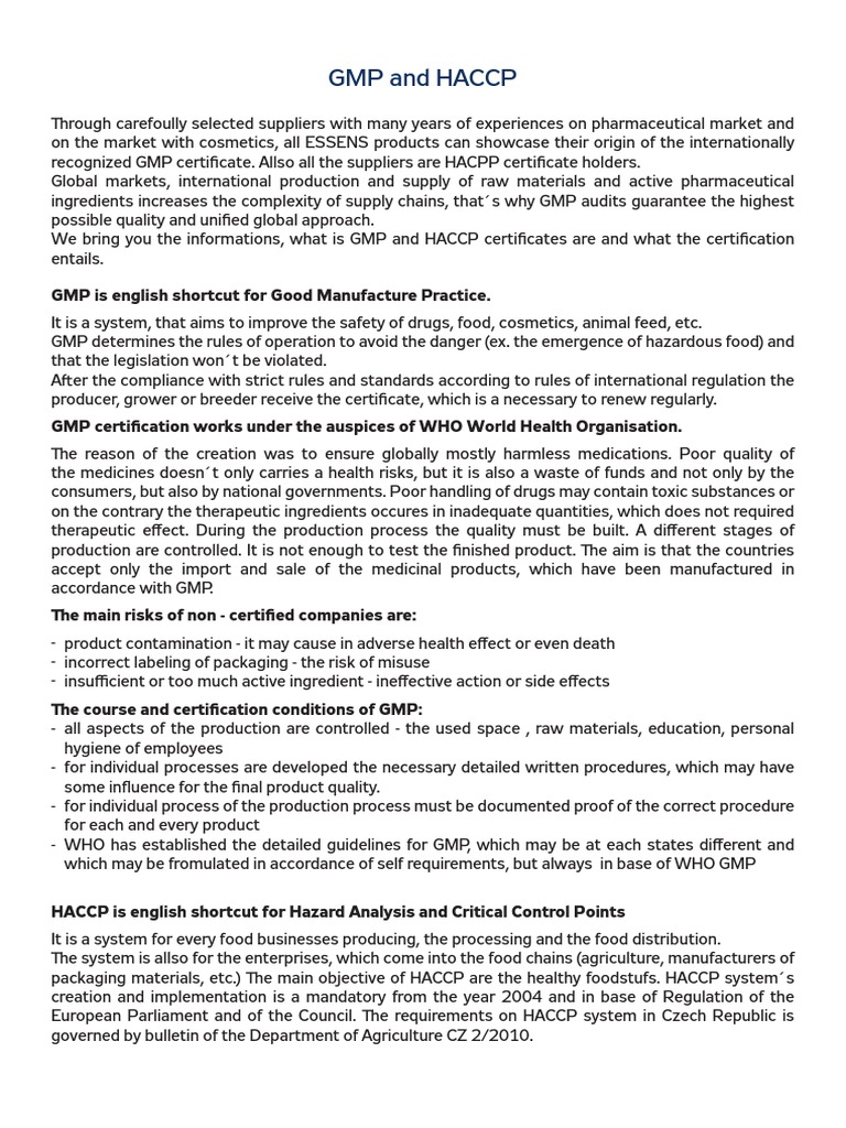 GMP Haccp en | PDF | Hazard Analysis And Critical Control Points ...