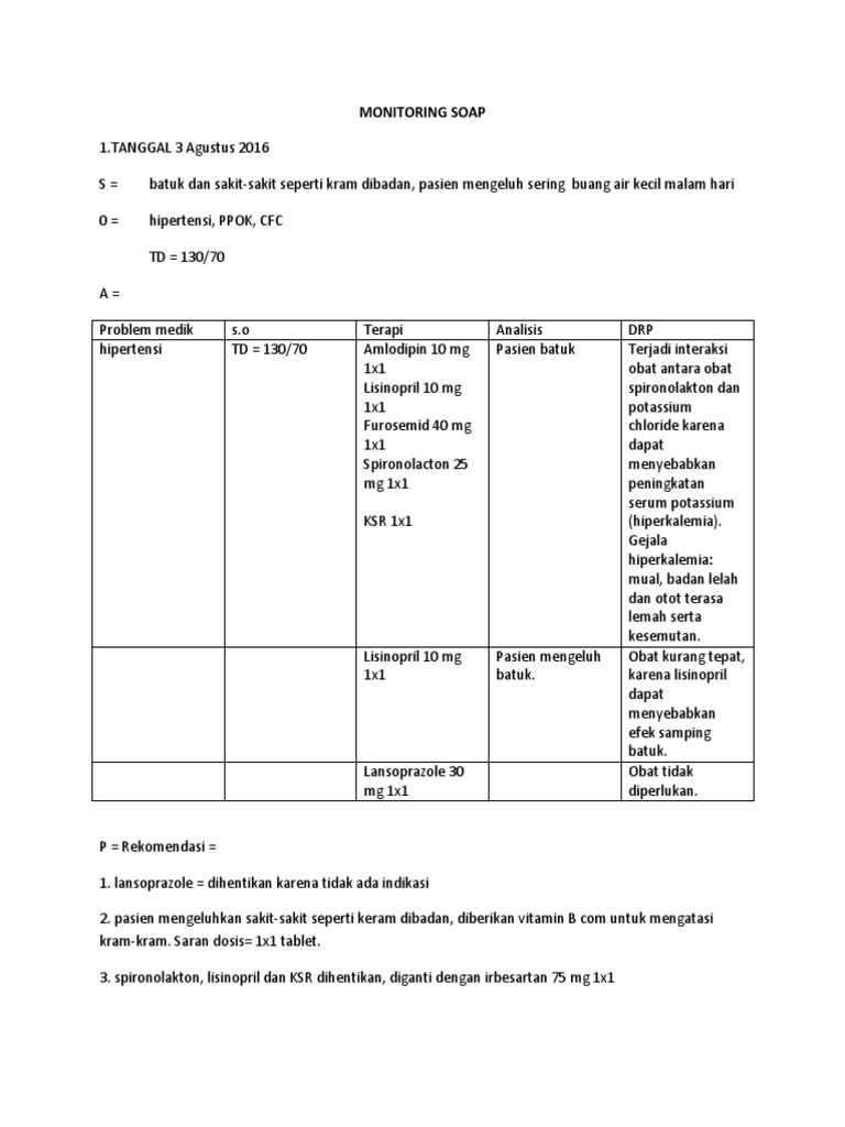 Analisis SOAP untuk Hipertensi dan Obat | PDF