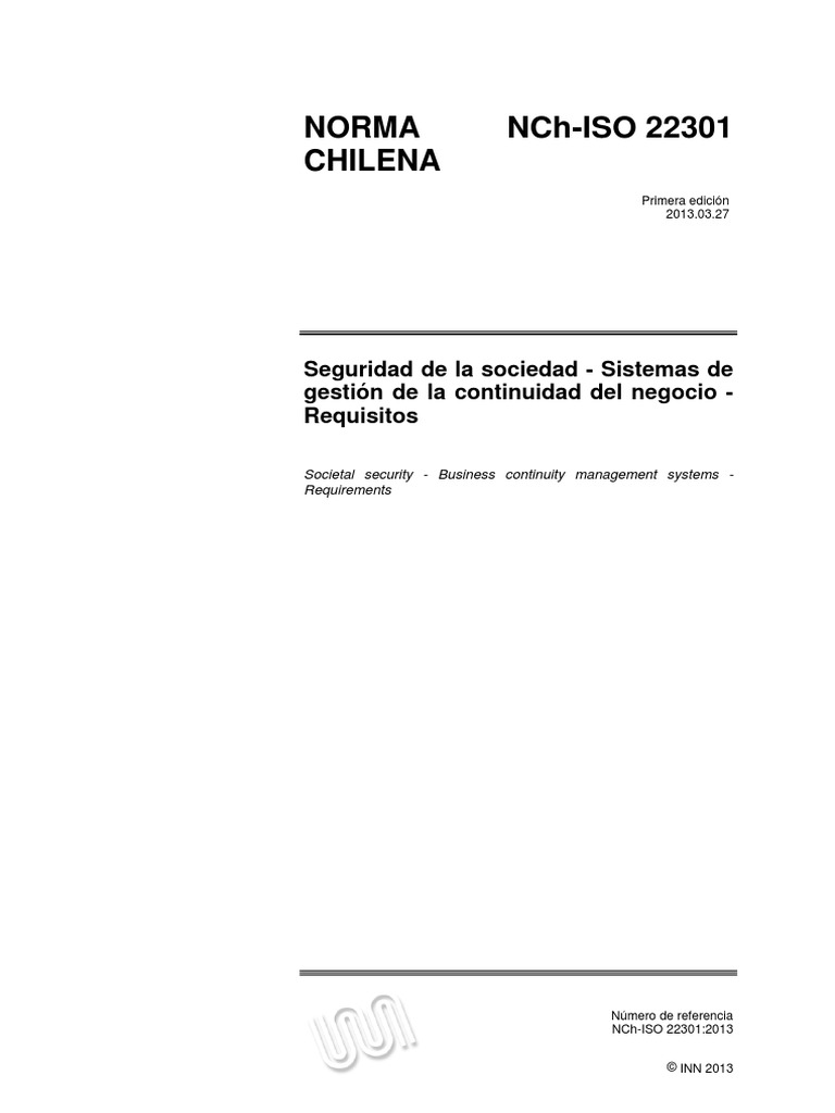 Iso 22301 Es | PDF | Continuidad del negocio | Planificación