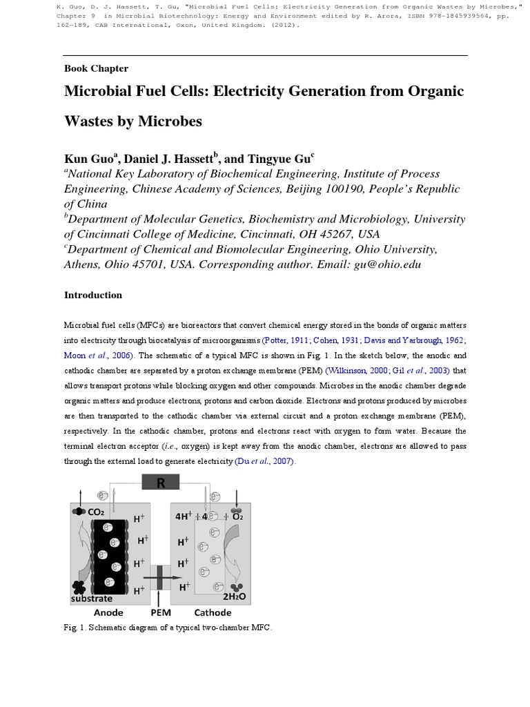 Microbial Fuel Cells: Electricity Generation From Organic Wastes by ...