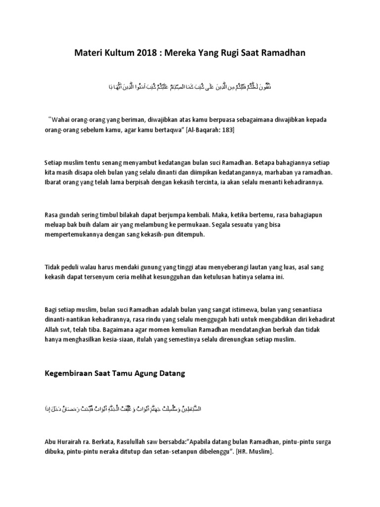 Mereka Yang Rugi Saat Ramadhan Pdf