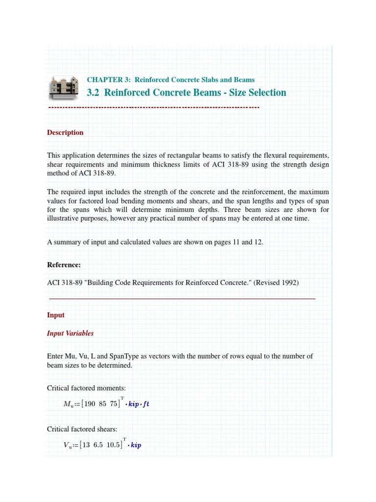 3.2 Reinforced Concrete Beams - Size Selection PDF | PDF | Strength Of ...