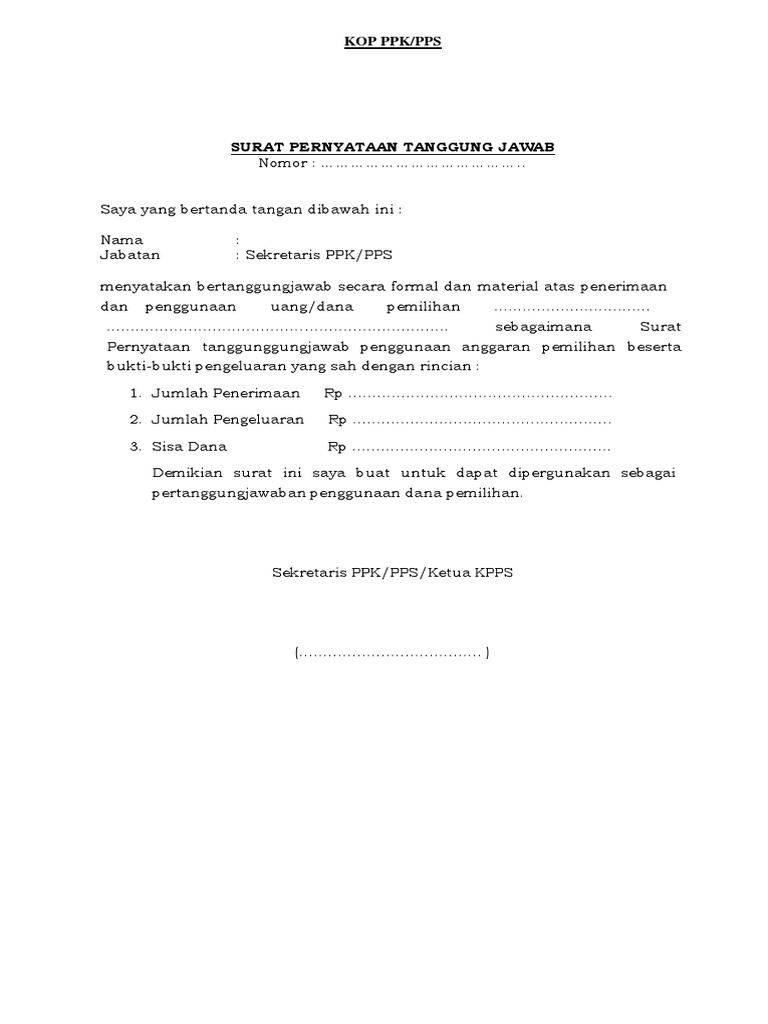 Surat Pernyataan Tanggungjawab Mutlak 