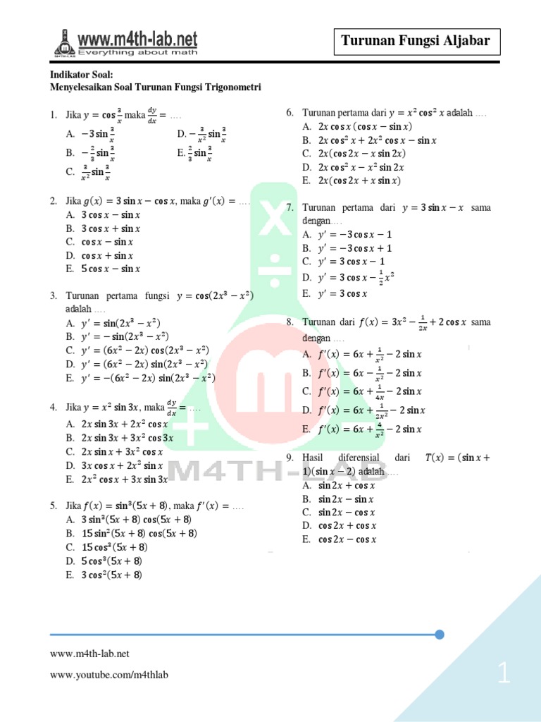 Turunan Turunan Fungsi Trigonometri Pdf