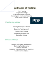 Different Stages of Testing:: Test Planning Activities