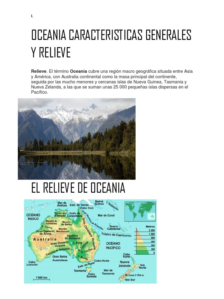 Oceania Caracteristicas Generales y Relieve | PDF | Oceanía | Asia