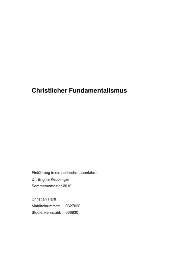 Christlicher Fundamentalismus PDF