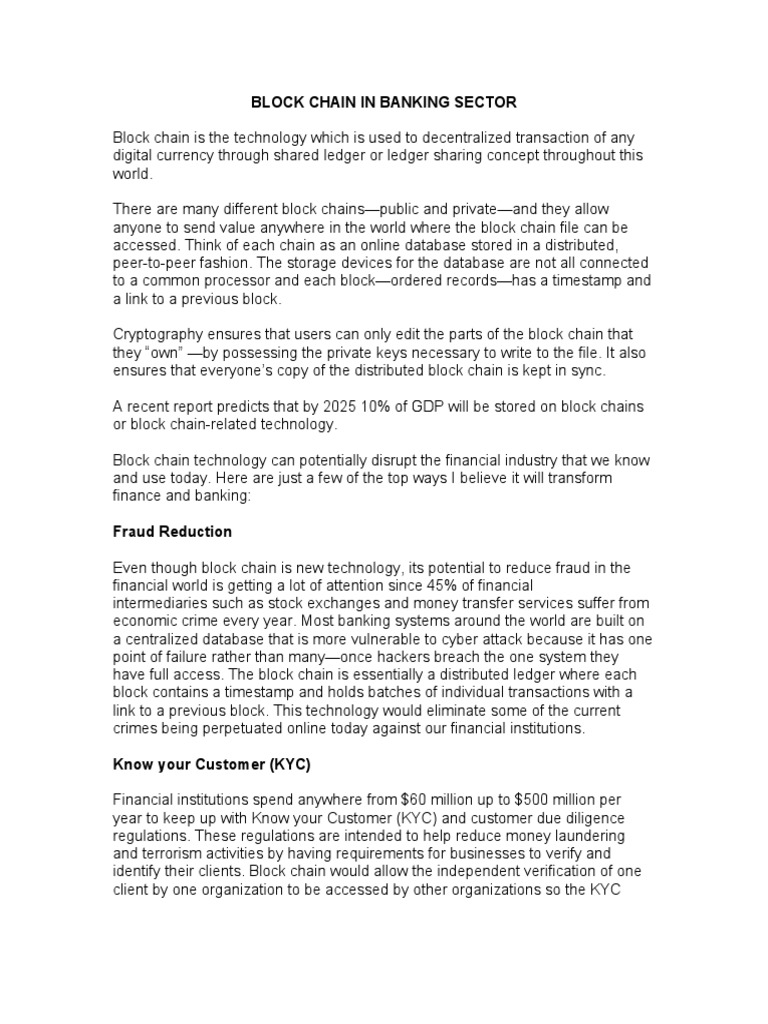 Blockchain Transforming Banking Sector | PDF | Banks | Computing