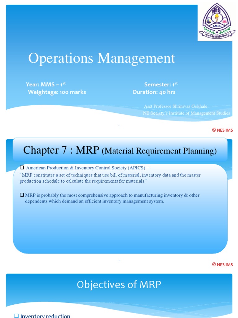 Chapter 7 - Operations Management | PDF | Operations Management | Inventory