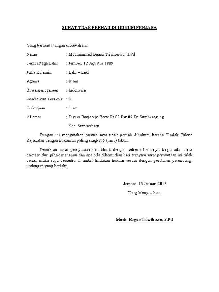 Contoh Surat Memohon Kebenaran Berjuma Tahanan Penjara