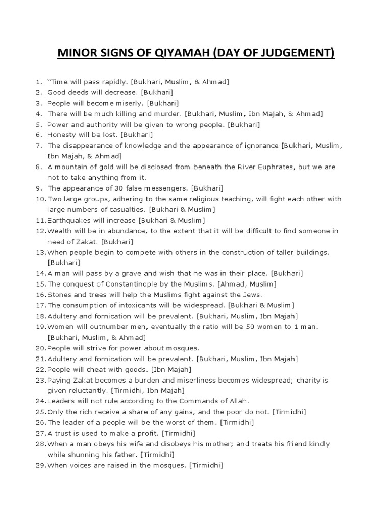 Minor Signs of The Day of Judgement PDF Abrahamic Religions Qur