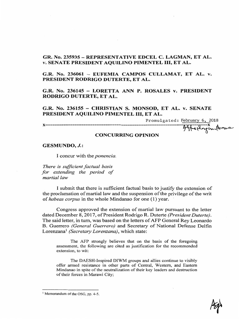 Analysis of the Factual Basis for Extending Martial Law and Suspending Habeas Corpus in Mindanao