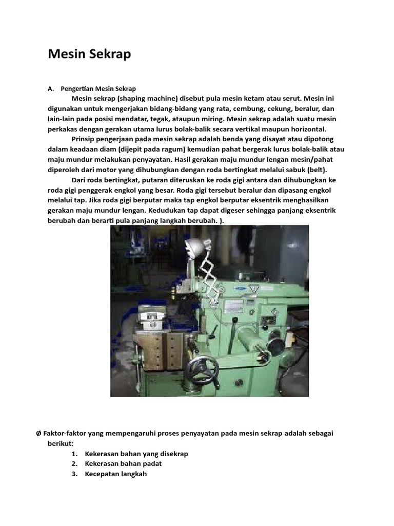Jenis dan Fungsi Mesin Sekrap | PDF | Komputer