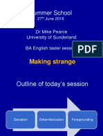Summer School: DR Mike Pearce University of Sunderland BA English Taster Session