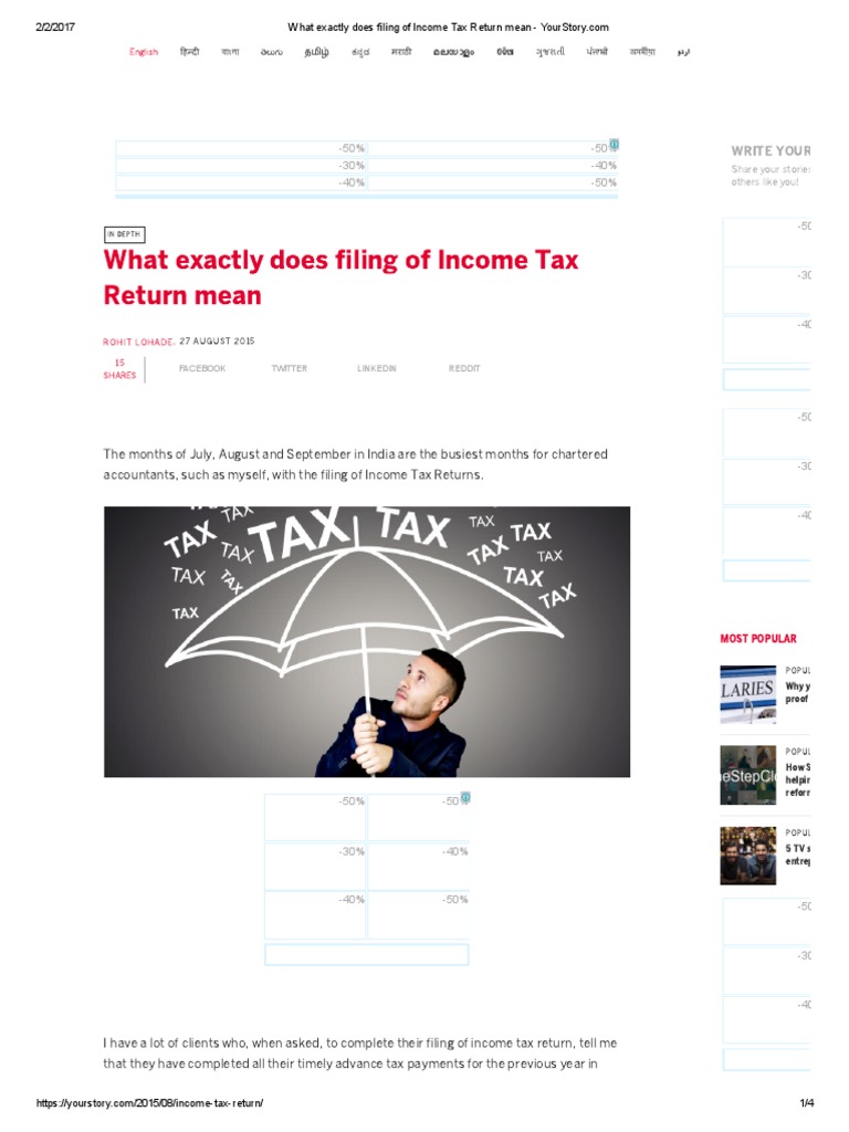What Exactly Does Filing of Tax Return Mean YourStory PDF
