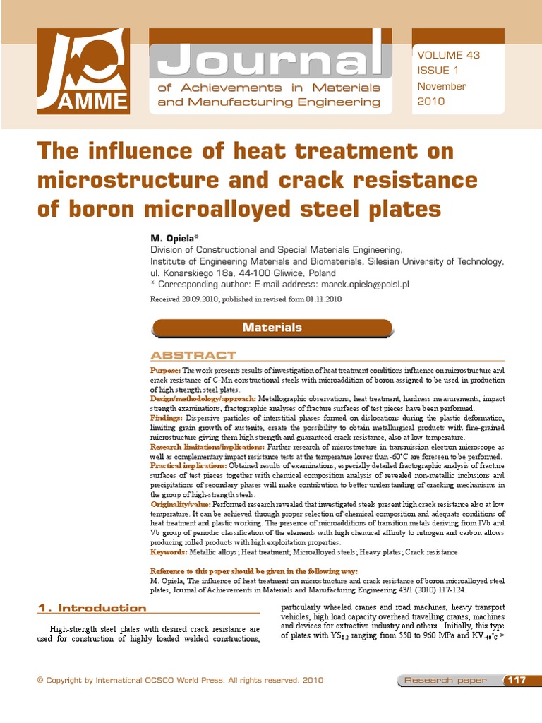 The Influence of Heat Treatment On Microstructure and Crack Resistance ...