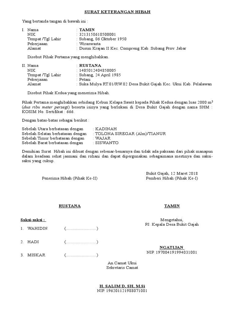 Download 93+ Contoh Surat Hibah Tanah Gratis