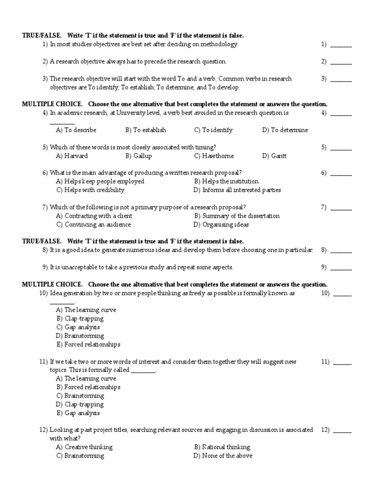 Research methodology exam questions image