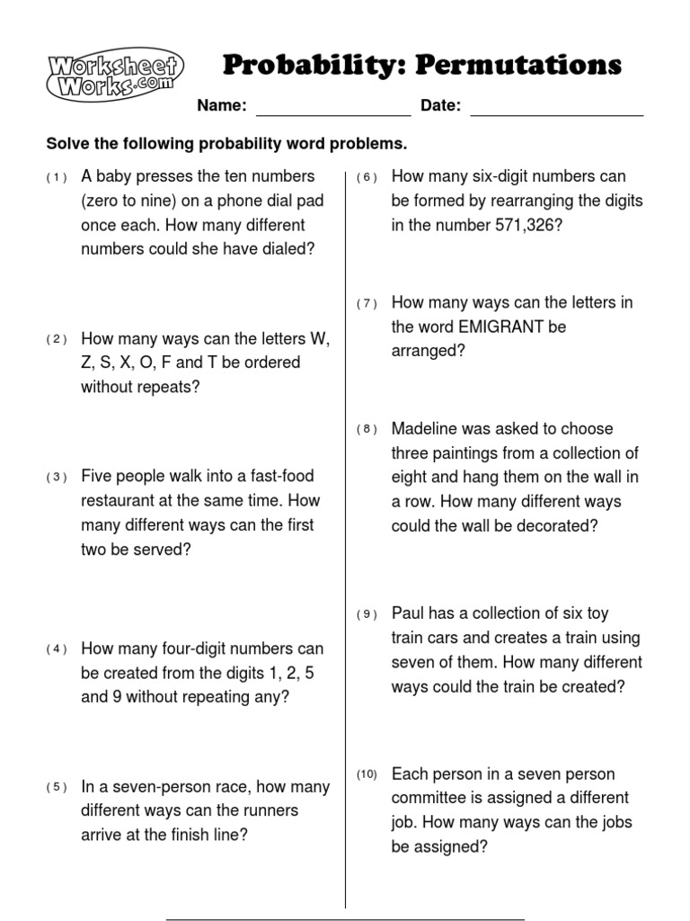 worksheet Permutations Worksheet permutation technology
