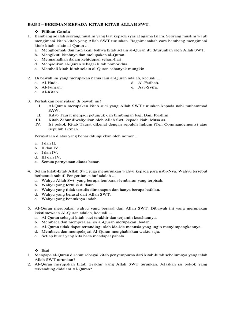 Soal Ujian Agama Kelas 11 Sma Pdf