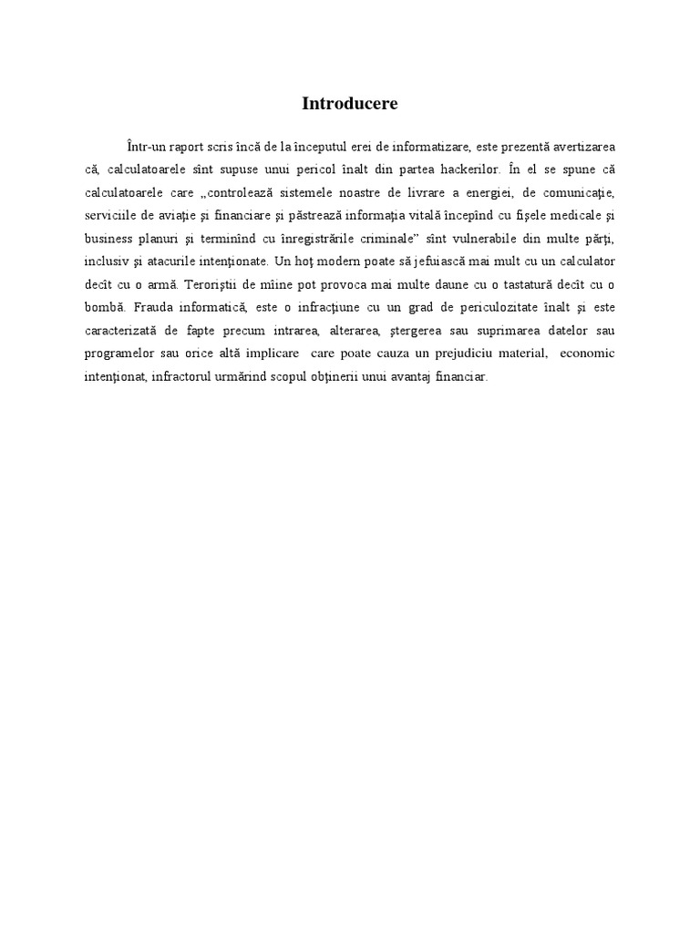 Referat Frauda Informatica | PDF