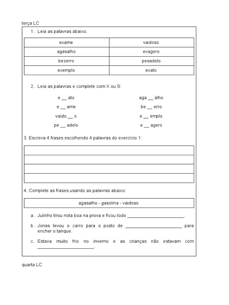 Lição de Casa - Atividades de Português | PDF