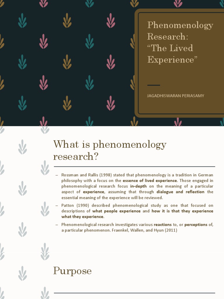 Types and Methods of Phenomenological Research | PDF | Phenomenology ...