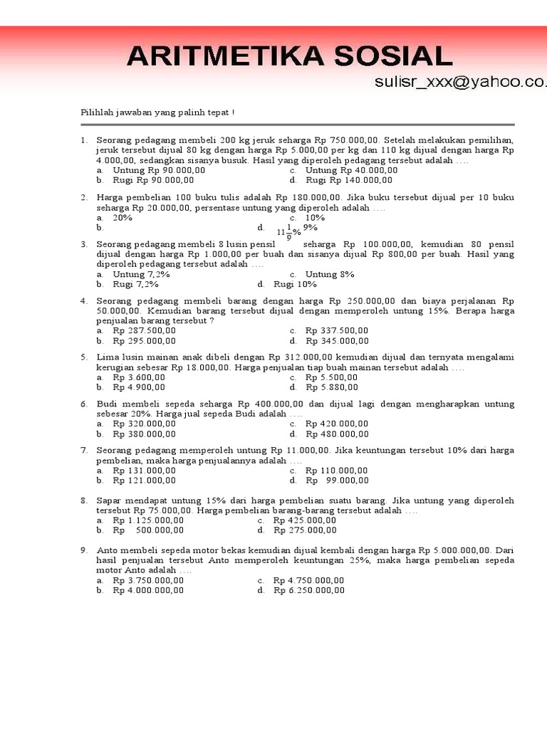 Aritmatika Sosial | PDF