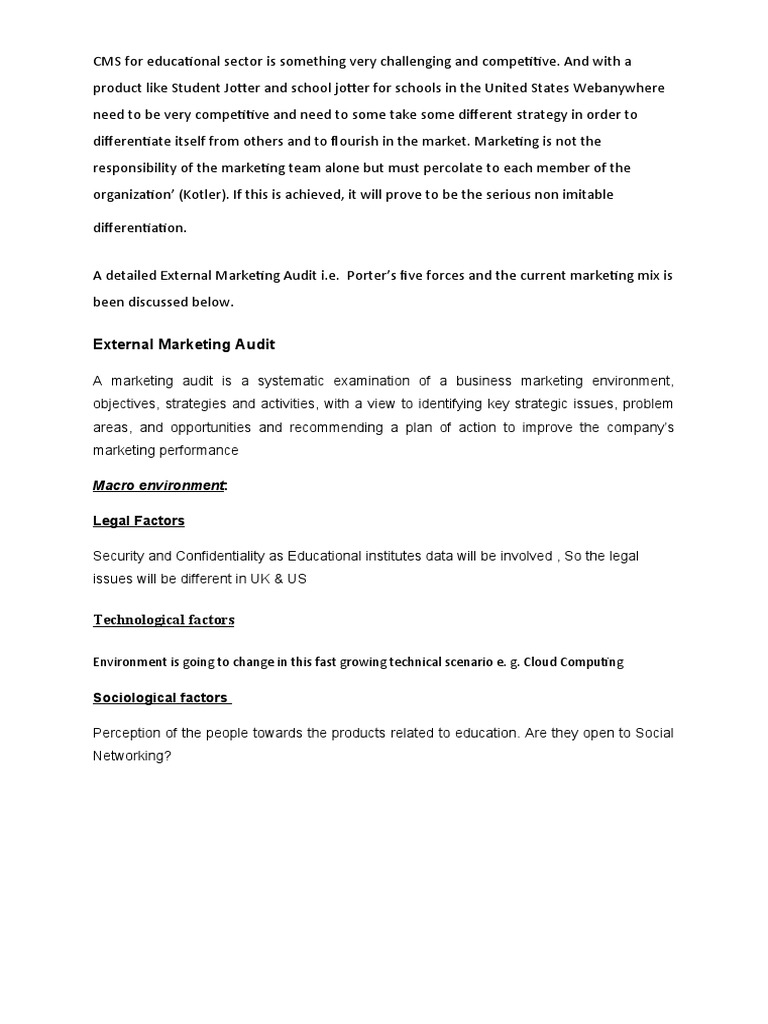 External Marketing Audit: Macro Environment | PDF | Marketing ...
