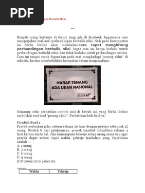 Cara Cepat Perbandingan Berbalik Nilai