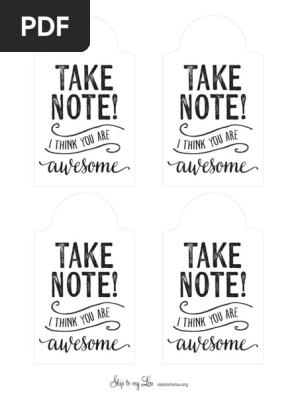 Take Note Printable Gift Tag
