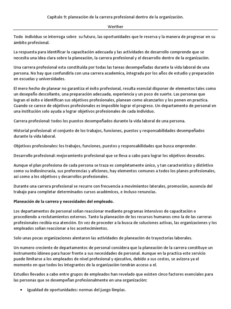 Capitulo 9 Werther | PDF | Planificación | Gestión de recursos humanos