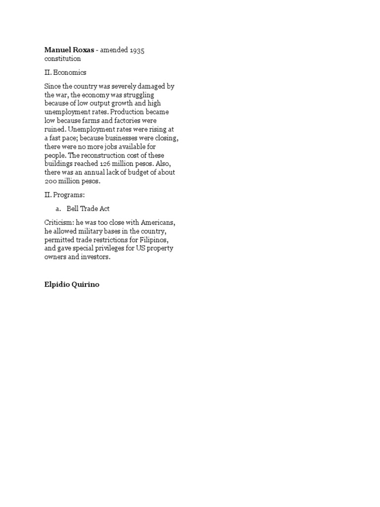 Economic Challenges Post-War Philippines | PDF | Travel