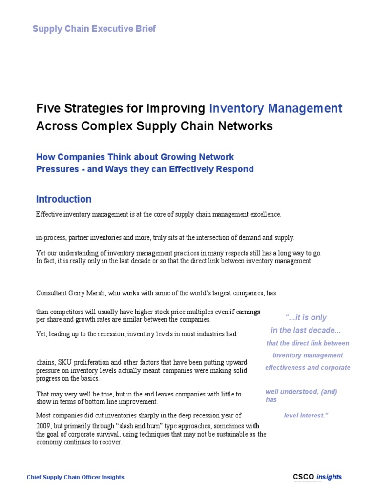Inventory Management Strategies | PDF | Supply Chain | Inventory