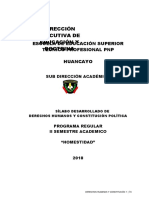 Silabo DDHH y Constitucion P P 2018 Honestidad PDF