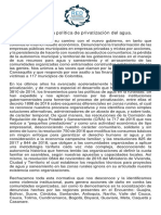 Continúa La Política de Privatización Del Agua.