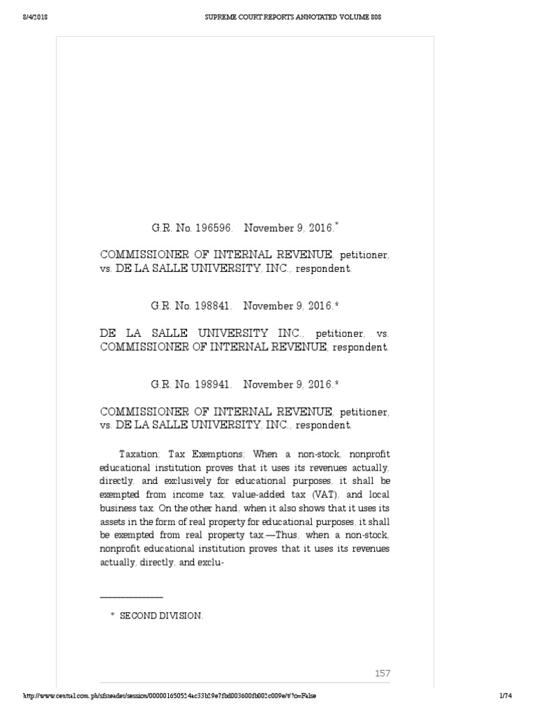 CIR v. DLSU | PDF | Internal Revenue Service | Gross Income
