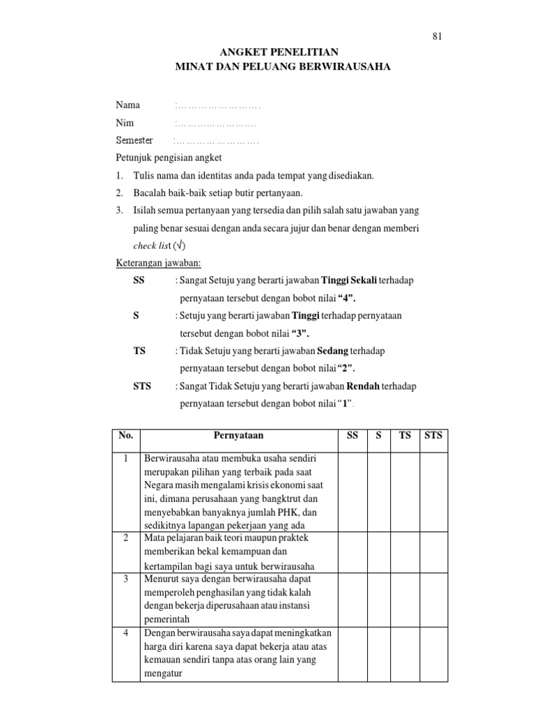 Angket Penelitian | PDF