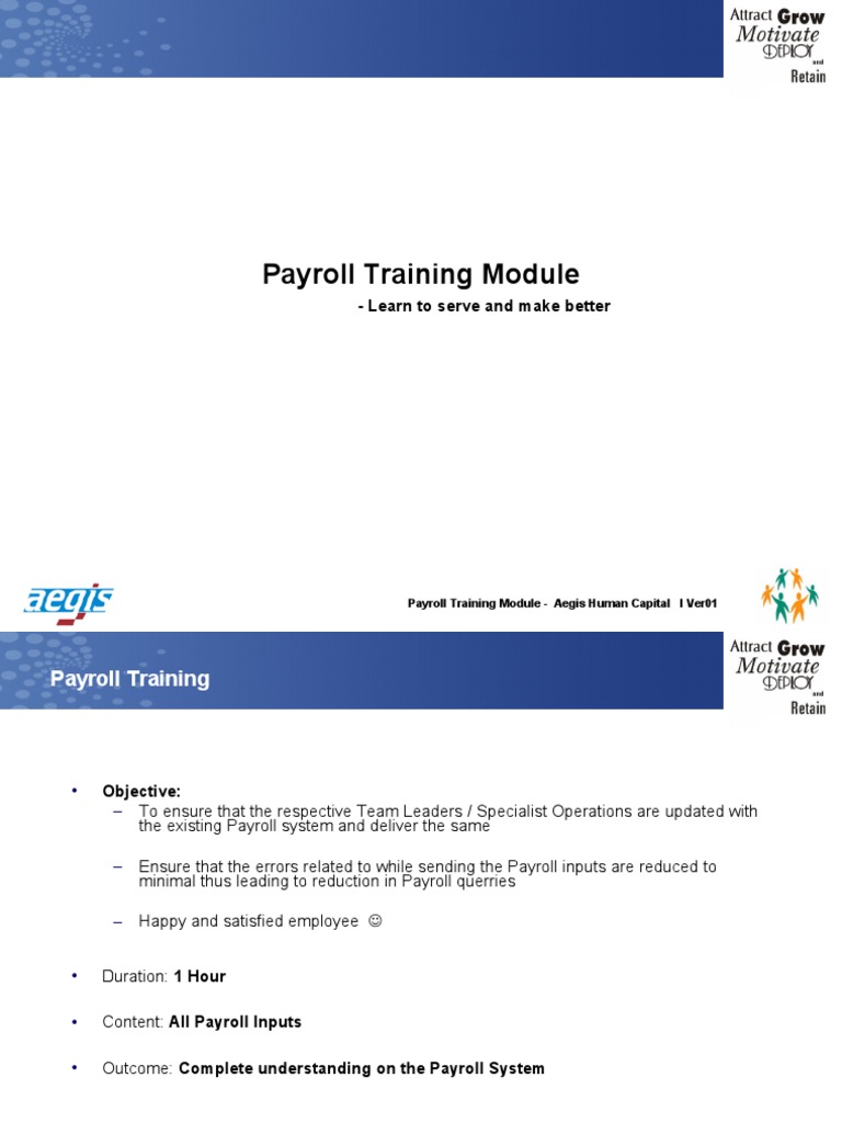 Payroll Training Module Ver 01 | PDF | Finance & Money Management