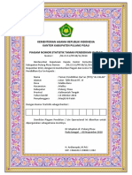 Kementerian Agama Republik Indonesia Kantor Kabupaten Pulang Pisau Piagam Nomor Statistik Taman Pendidikan Qur'An
