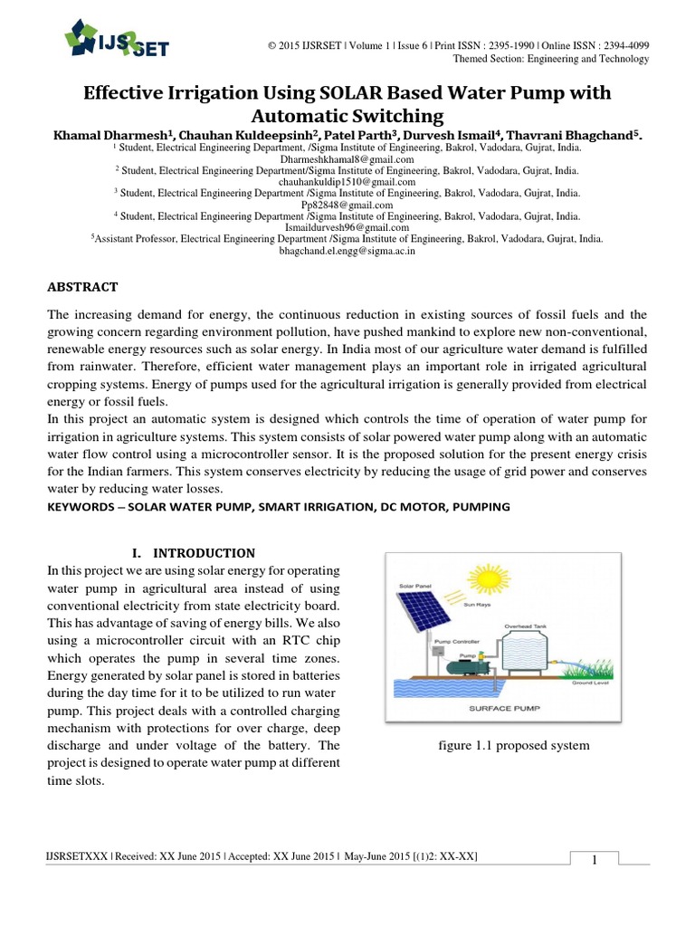 EE004 - Effective Irrigation Using SOLAR Based Water Pump With ...