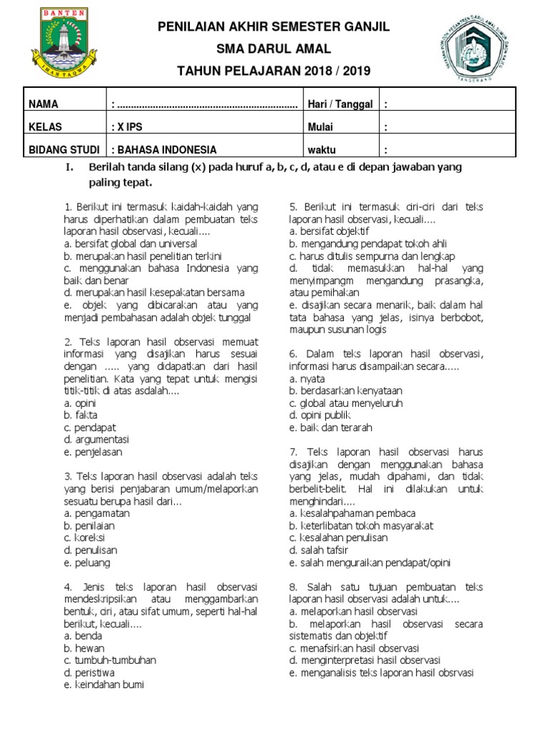 Kaidah kaidah yang harus diperhatikan dalam pembuatan teks laporan hasil observasi