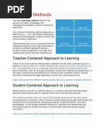 Teaching Methods: Teacher-Centered Approach To Learning