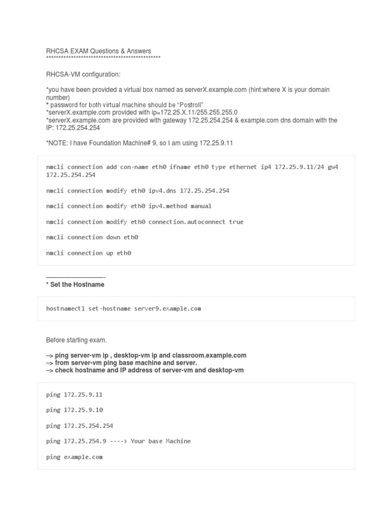RHCSA Sa1 2 EXAM Questions (1) 2 | PDF | Domain Name System | Ip Address